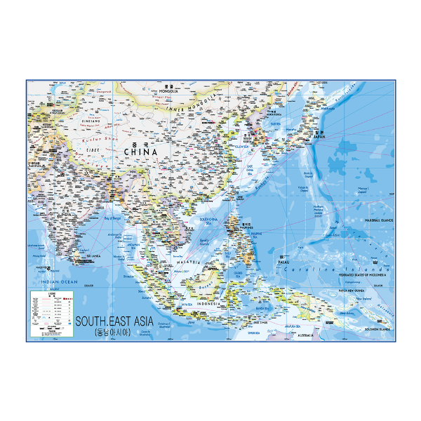 동남아시아지도 대size 코팅형 210cmx150cm